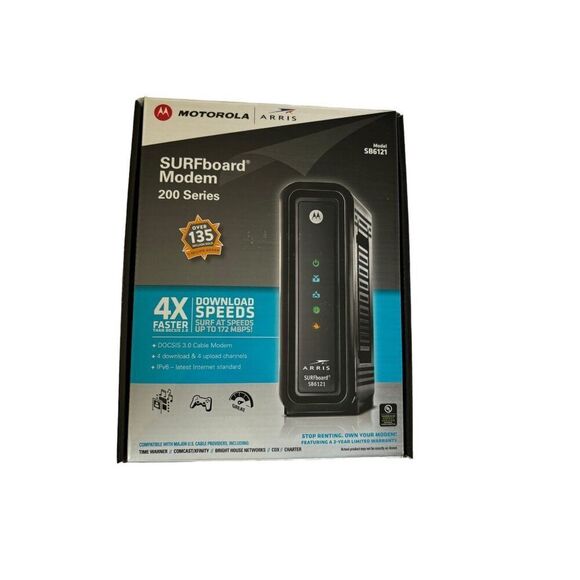 Motorola Arris SURFboard SB6121 Cable Modem 200 Series DOCSIS 3.0 172Mbps w/ Box - Picture 1 of 8